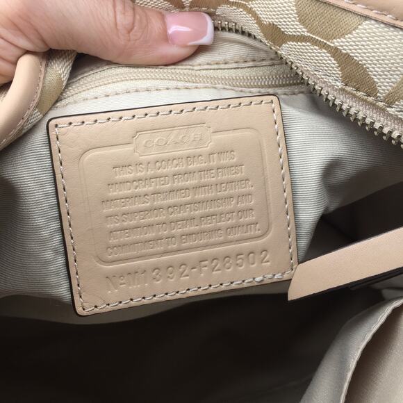 Coach Monogram Tan Canvas Crossbody Bag with Wide Pink Stripe in Center - Picture 11 of 16